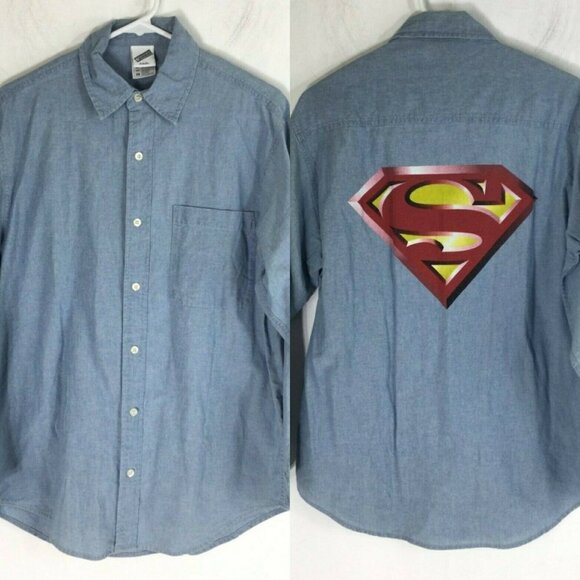 Warner Bros Studio Superman Long Sleeve Denim - Picture 1 of 8